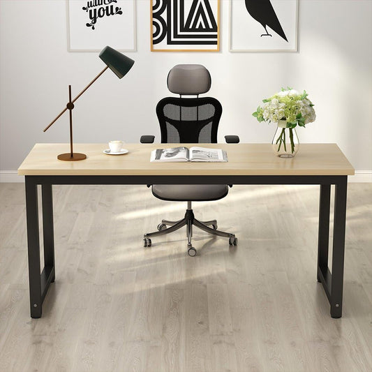 Computer Desk, Large Office Desk Computer Table Study Writing Desk for Home Office, Walnut + Black Leg, 63 X 23.6 Inch