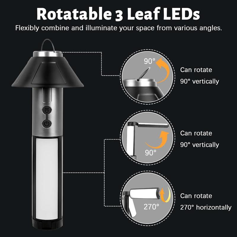 2 in 1 LED Work Light, 1 Count Portable Foldable Camping Light Flashlight, Multifunctional LED Light for Hiking, Camping, Fishing and Travel, Christmas Gift