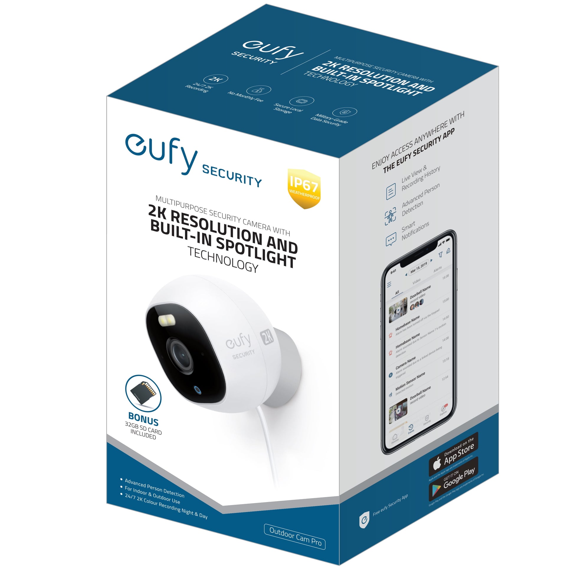 Wired Outdoor 2K Surveillance Camera with Spotlight, No Subscriptions, 2.4 Ghz Wi-Fi