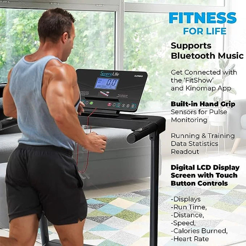 Folding Exercise Running Treadmill Machine, Upgraded Electric Motorized Exercise Equipment with 36 Pre-Set Program, 15 Incline Level, Bluetooth Music and App Support for Home Gym or Office