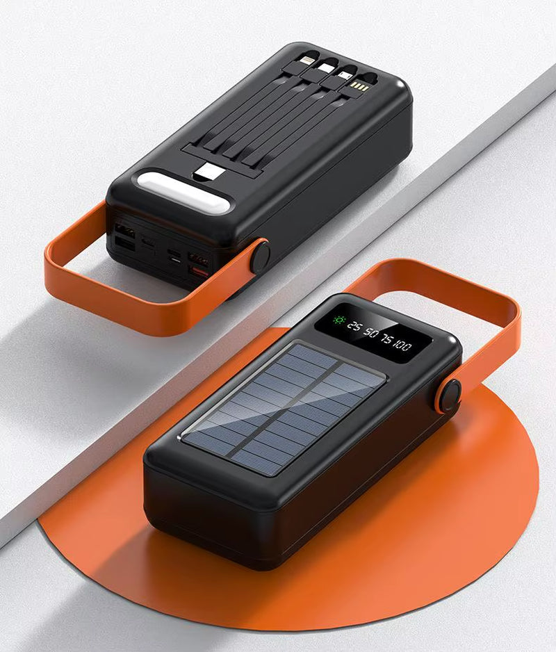100000Mah Large Capacity Power Bank Outdoor Camping LED Light with Detachable Four-Wire Solar Charging Power Bank