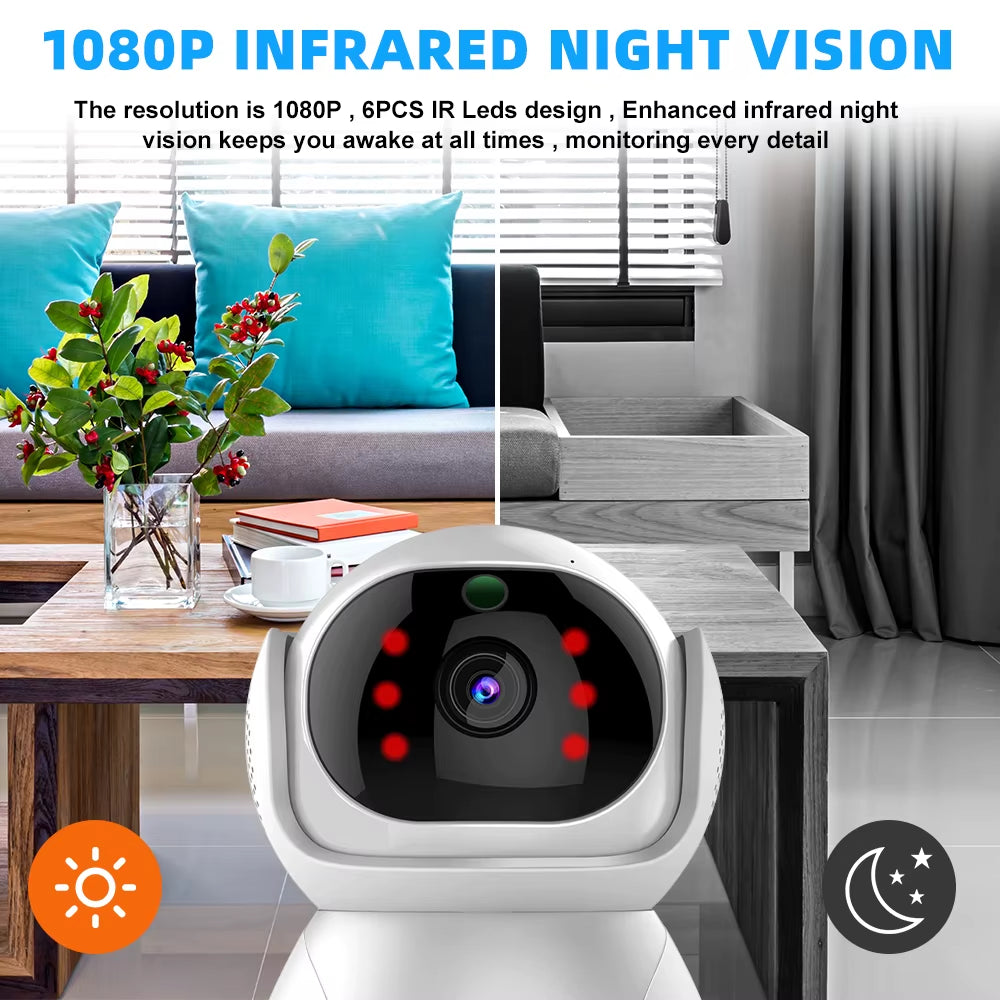5G Indoor Wifi Camera HD 360° Dual-Frequency Surveillance Security Camera Night Vision Auto Tracking Baby Monitoring Camera