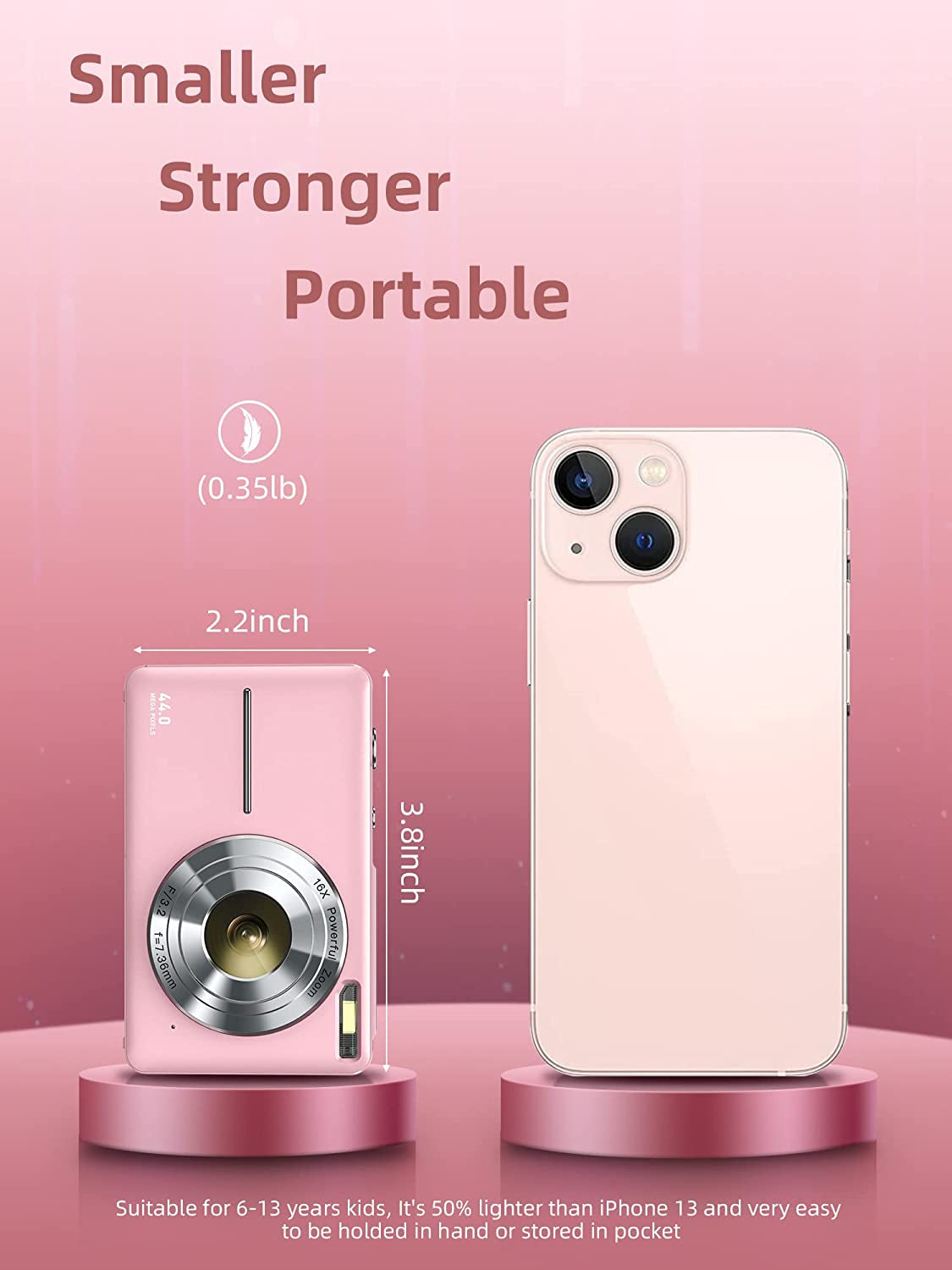 Digital Camera, FHD 1080P Camera, Digital Point and Shoot Camera with 16X Zoom A