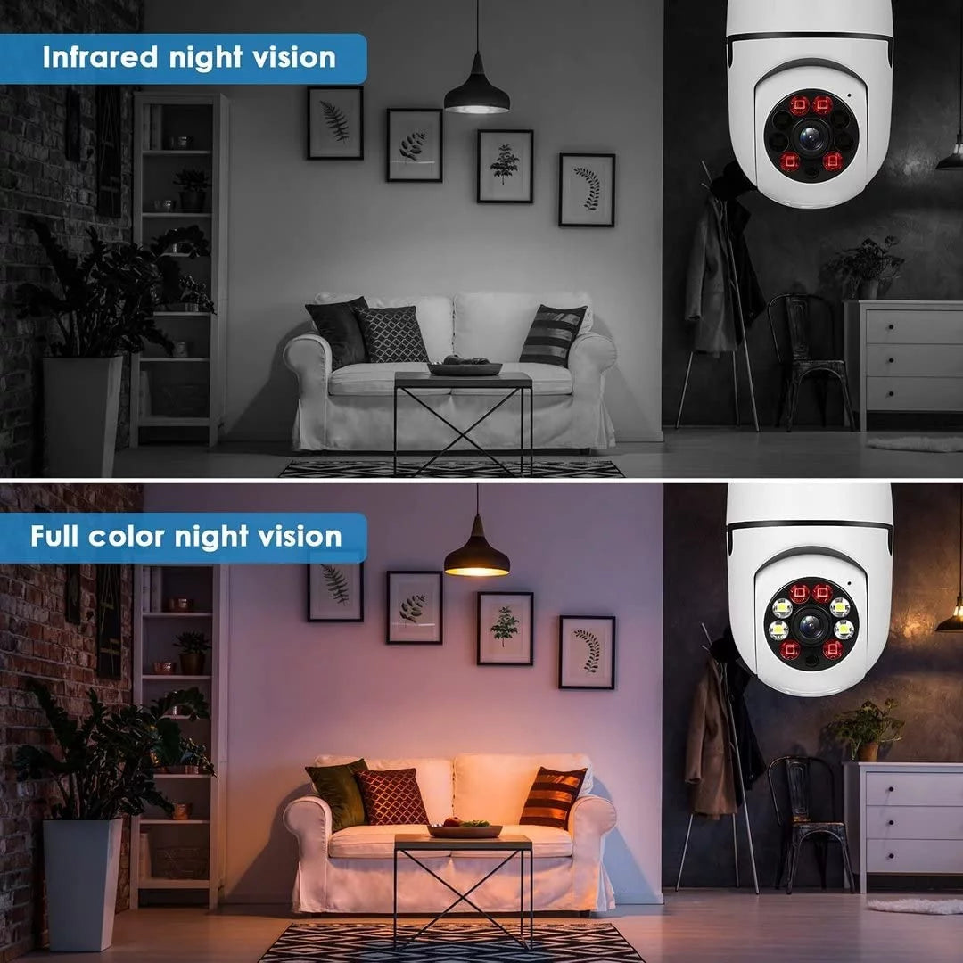 Wireless Wifi Light Bulb Camera Security Camera 1080P - 2.4Ghz Wifi Smart 360 Surveillance Camera for Indoor and Outdoor, Light Socket Camera with Real-Time Motion Detection and Alerts, Night Vision