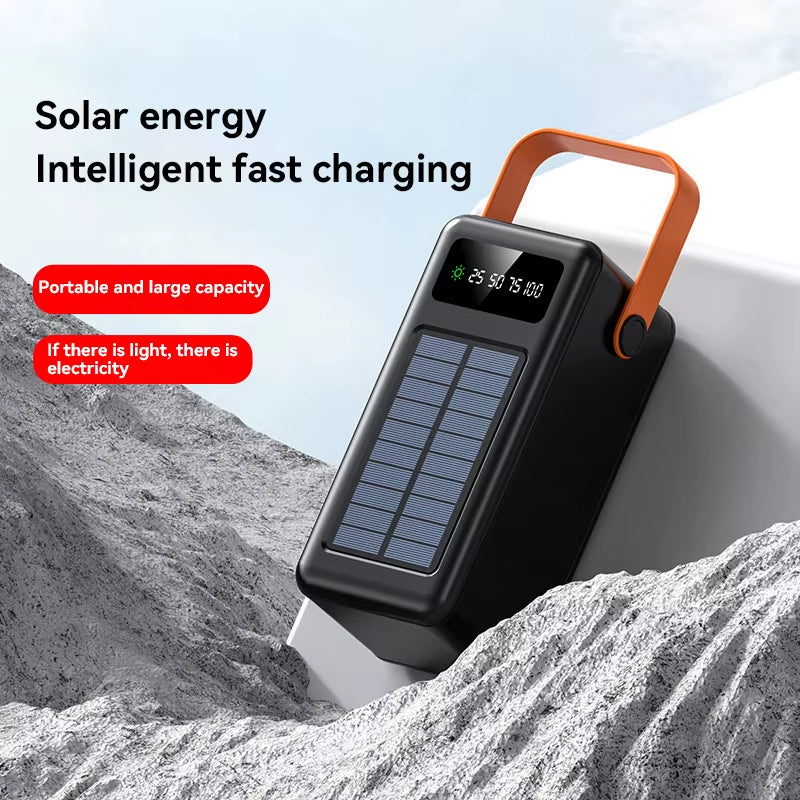 100000Mah Large Capacity Power Bank Outdoor Camping LED Light with Detachable Four-Wire Solar Charging Power Bank