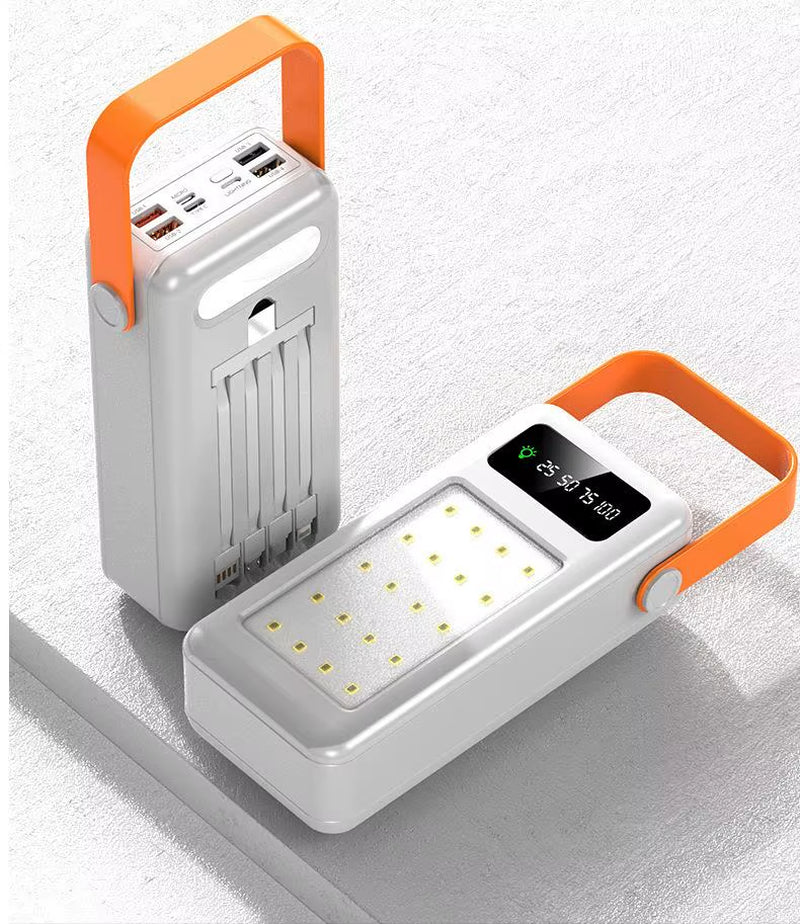 100000Mah Large Capacity Power Bank Outdoor Camping LED Light with Detachable Four-Wire Solar Charging Power Bank