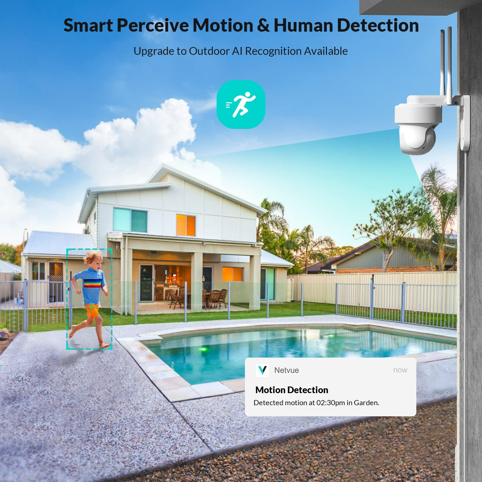Security Camera Wireless Wifi,  360° PTZ Wifi Surveillance Cameras for Home Security System – 2.4Ghz Wifi Only