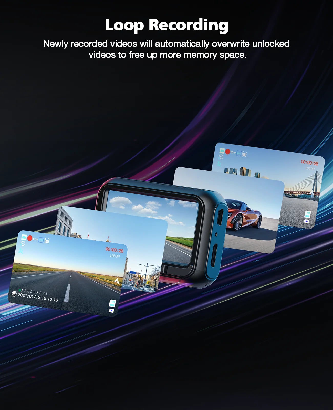 Dash Cam for Cars, 2.45-Inch Full HD 1080P Front Dash Cam Wide Angle Vehicle Video Driving Recorder Car Security Camera
