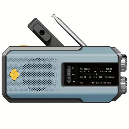 Emergency Hand Crank Radio with 3Leds Flashlight, AM/FM Portable Weather Radio with 2000Mah Power Bank Phone Charger & SOS Alarm, Solar Powered/Usb Rechargeable Radio for Outdoor Camping