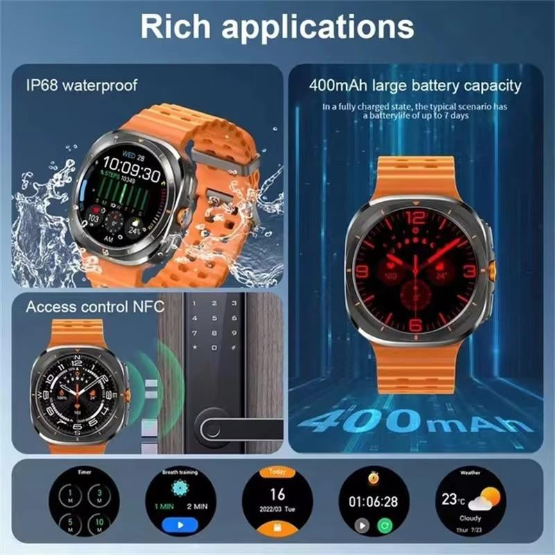 Smart Watch for Samsung Galaxy Watch 7 Ultra Men GPS Track Smart Watch Amoled Always Display Body Clock BT Talk Smart Watch 2024