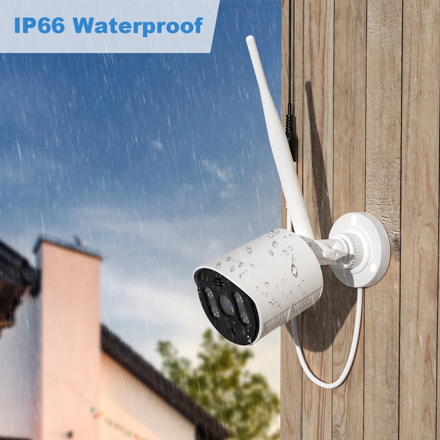 4Pcs Wired Security Camera System, 8CH 3MP NVR, 1080P Surveillance Cameras with Color Night Vision, IP66 Waterproof, Indoor/Outdoor, Wireless Wi-Fi APP Control, No HDD