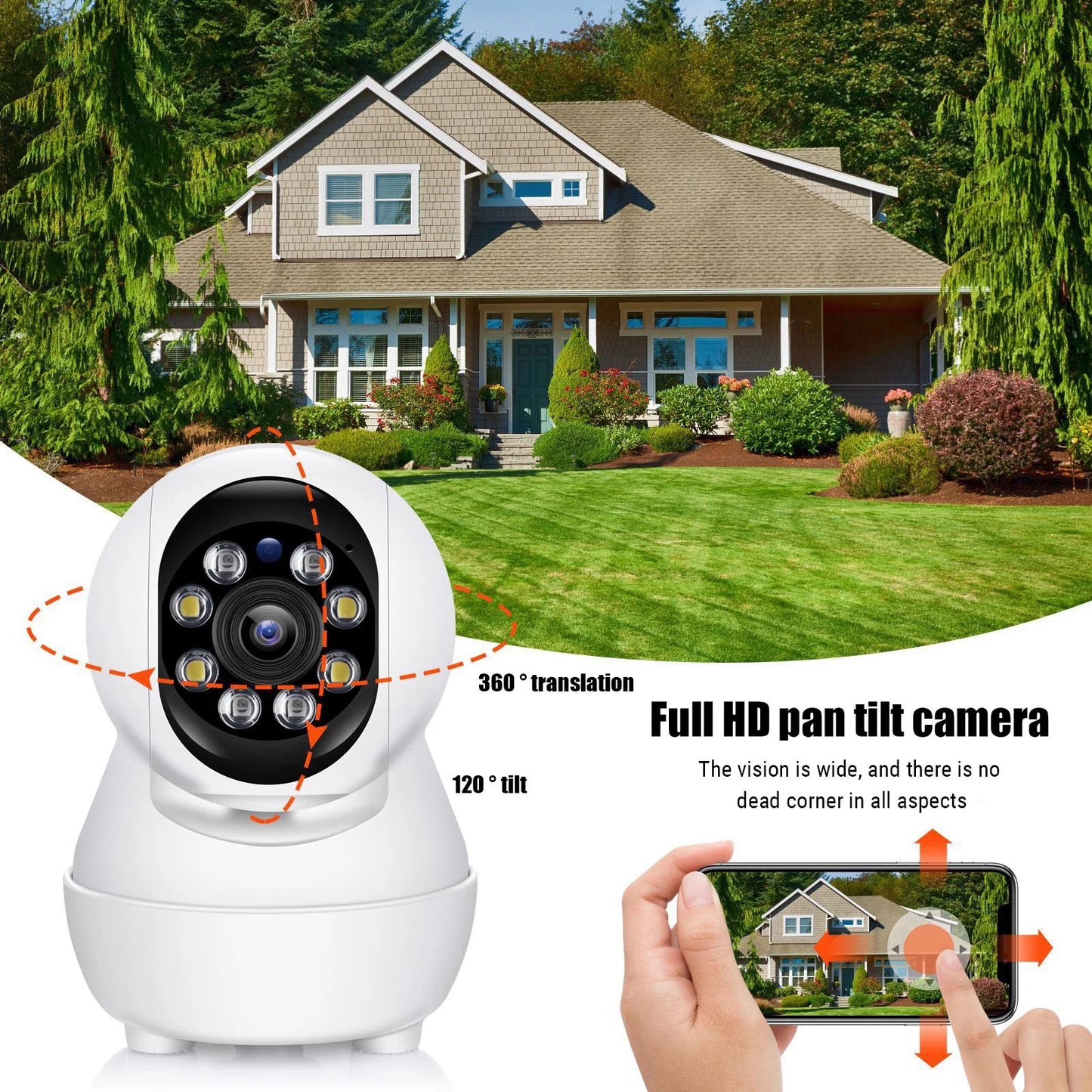 Security Cameras Wireless Outdoor,Smart Security Camera,1080P HD Camera 2.4Ghz WIFI with Night Vision,2-Way Audio,Motion Detection,Cloud & SD Card Storage,Wifi Camera