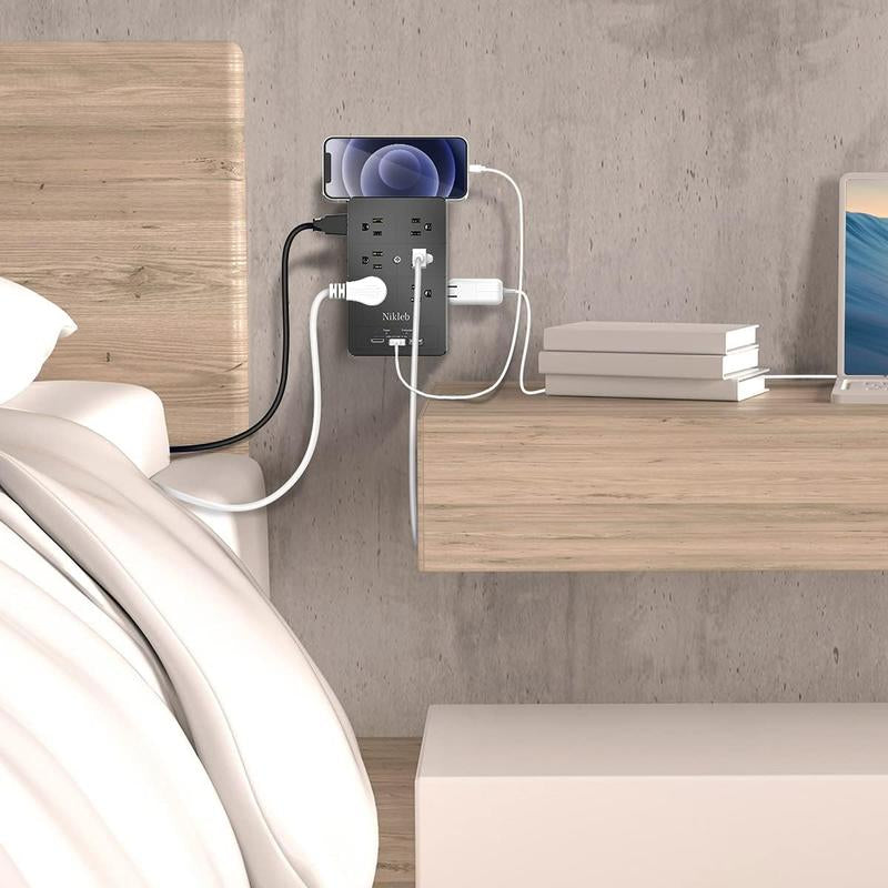 Multi Plug Outlet Extender, Surge Protector 12 Outlets, Wall Plug with 2 Usb+Type C, Outlet Splitter Heavy Duty for Home, Office, Garage Improvement