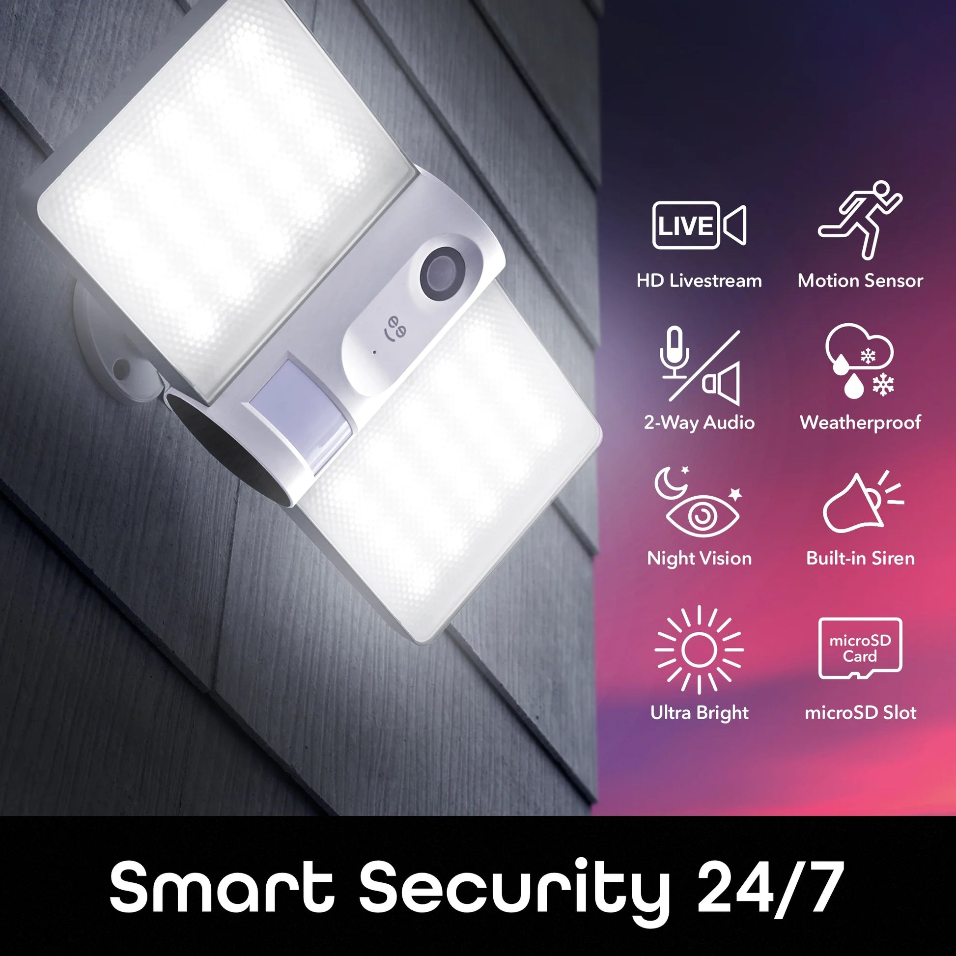 Sentry Wired Floodlight Camera – Smart Security Camera, 2100 Lumens, 1080P HD, Built in Siren, Motion Detection, Night Vision, Works with Alexa and Google Home