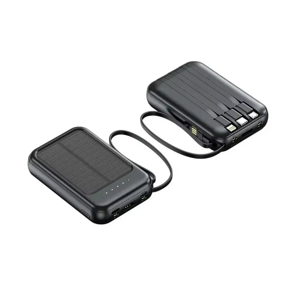 Outdoor Camping Power Mobile Power Bank Solar Power Bank 20000 MA Mini Portable Bank Built-In Cord