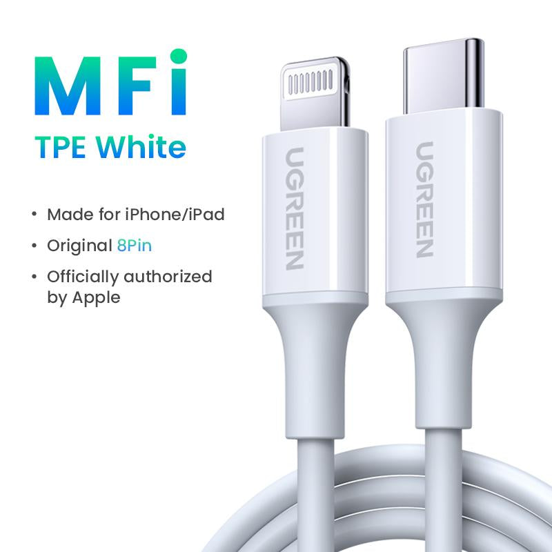UGREEN USB C to Lightning Cable. Mfi Certified. Charging & Data Cable. Compatible with Iphone 14/14 Pro/14 Pro Max, 13/12/11/X/XR/XS/8 Series, Ipad 9, Airpods Pro & More