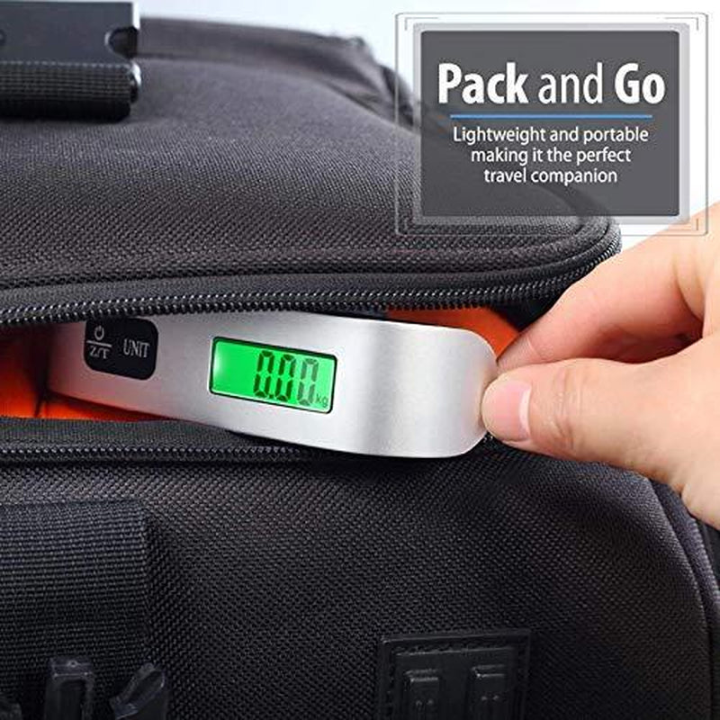 Travel Essentials Backlight LCD Display 110Lb/50Kg Luggage Weight Scale for Travel Portable Handheld Scale with Rubber Paint, Temperature Sensor