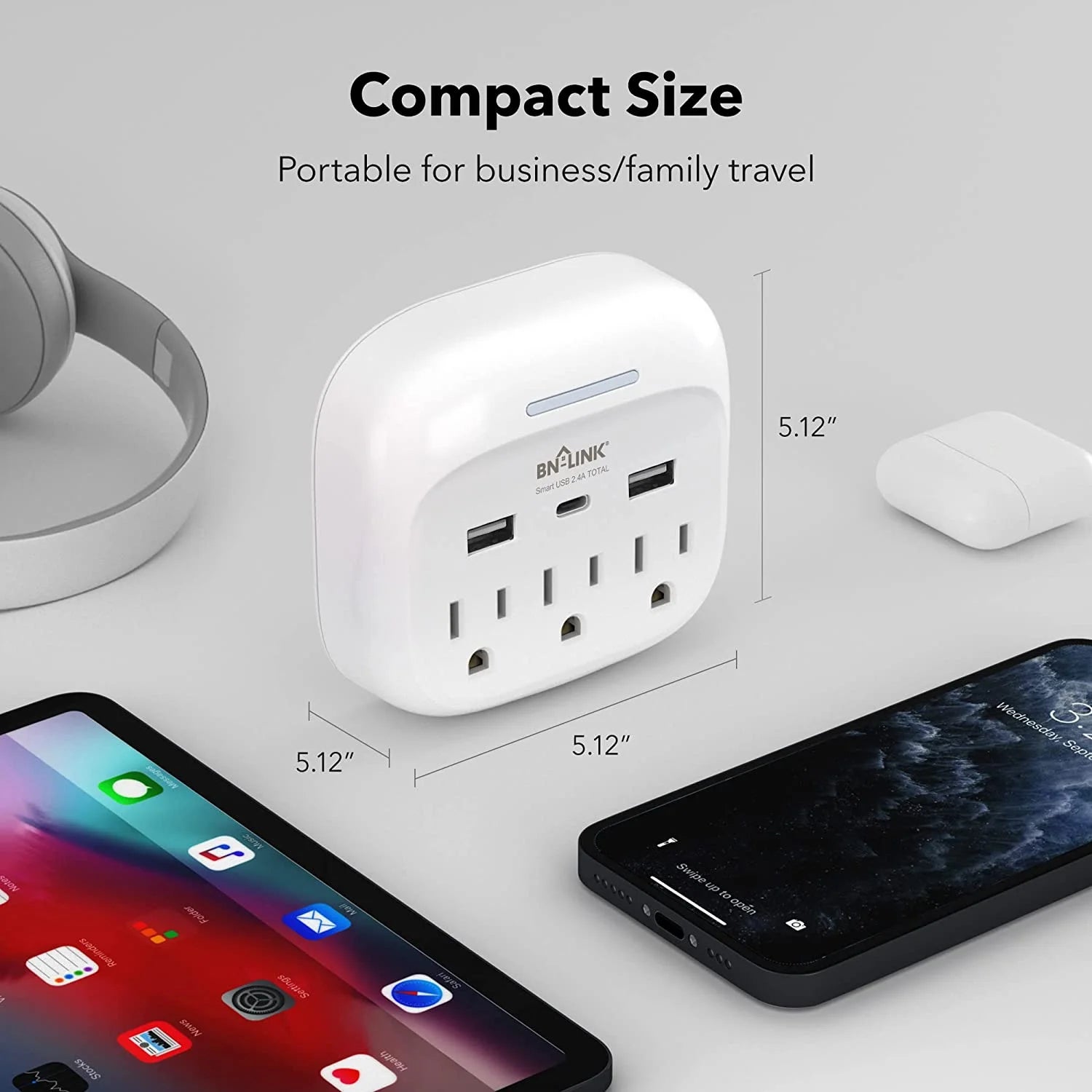 Multi Plug Outlet Extender with 3 Outlets and 3 USB Ports, 3 AC Outlet Splitter with 3 USB Ports (1 USB C), Wall Charger Adapter for Dorm, School, Travel, Office, Home, Travel, 1 Pack