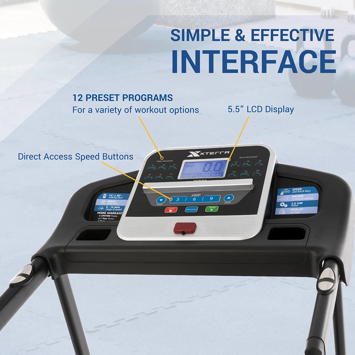 Fitness TR200 Folding Treadmill: Xtrasoft Cushioned Deck, 5.5" LCD Display, 3 Manual Incline Levels