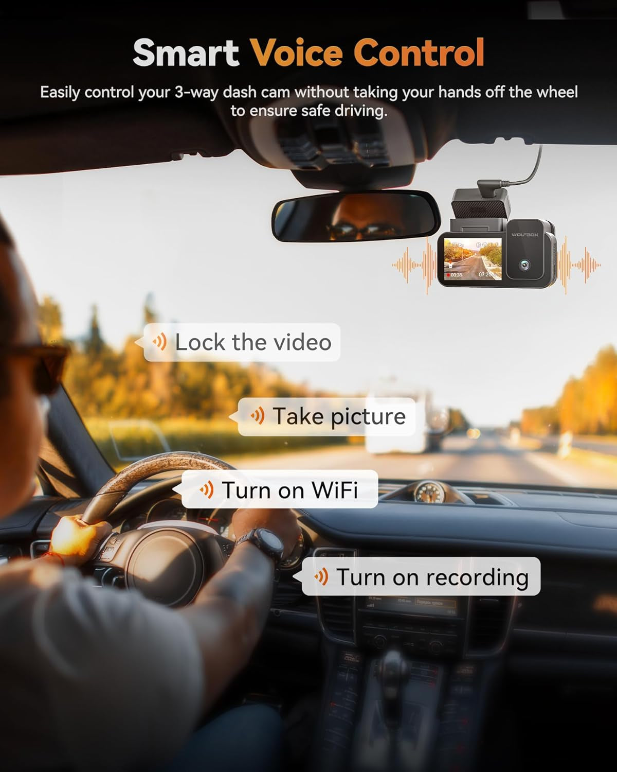 X5 3 Channel 4K Dash Cam, STARVIS 2 IMX678,4K+2.5K+1080P Front and Rear inside Triple Car Camera, Included 128GB Card, Voice Control, 5.8Ghz Wifi GPS, Touch Screen, Support 512GB Max