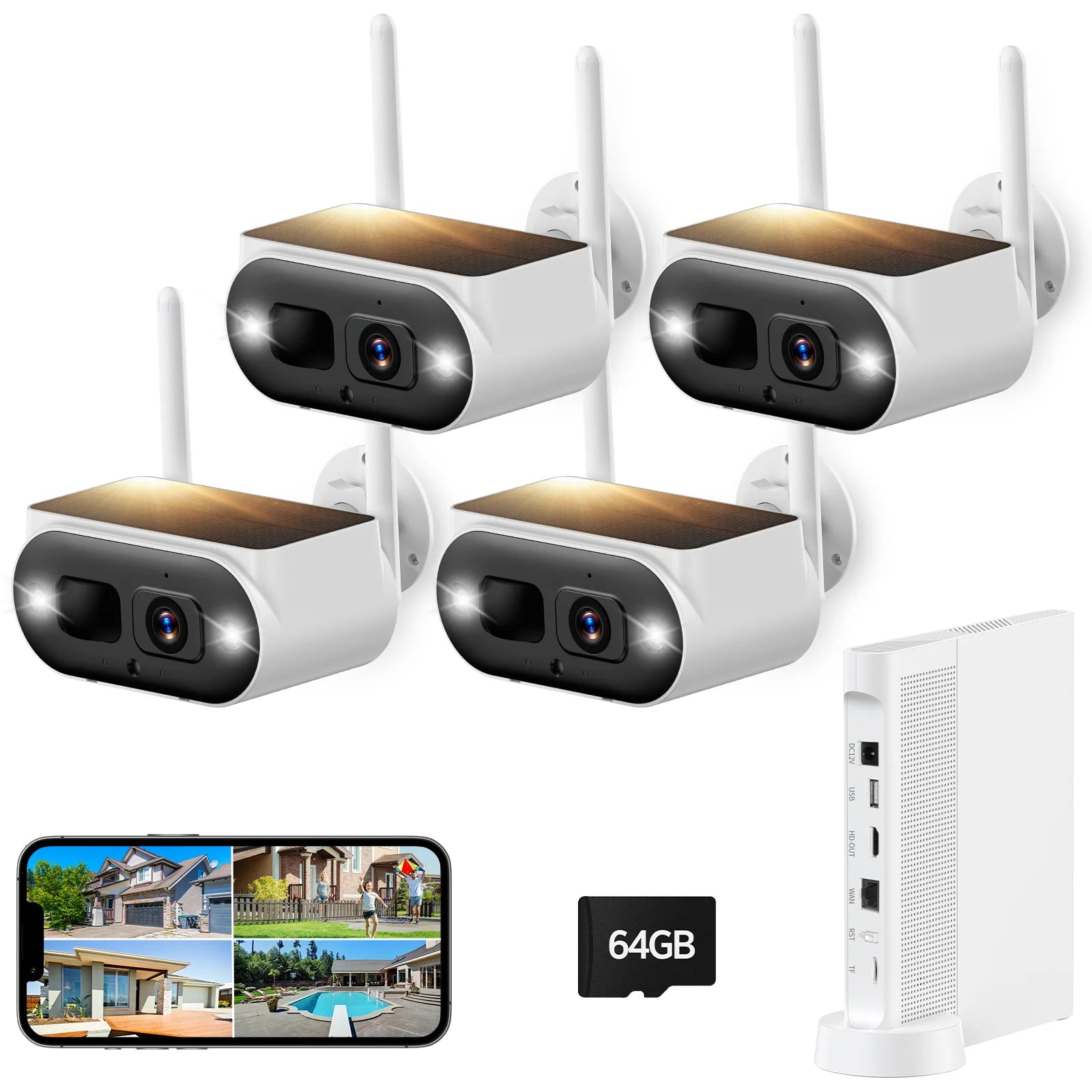 SC51 10CH 4MP Solar Wireless Security Camera System Outdoor with NVR, CCTV Camera Security System HDMI Output