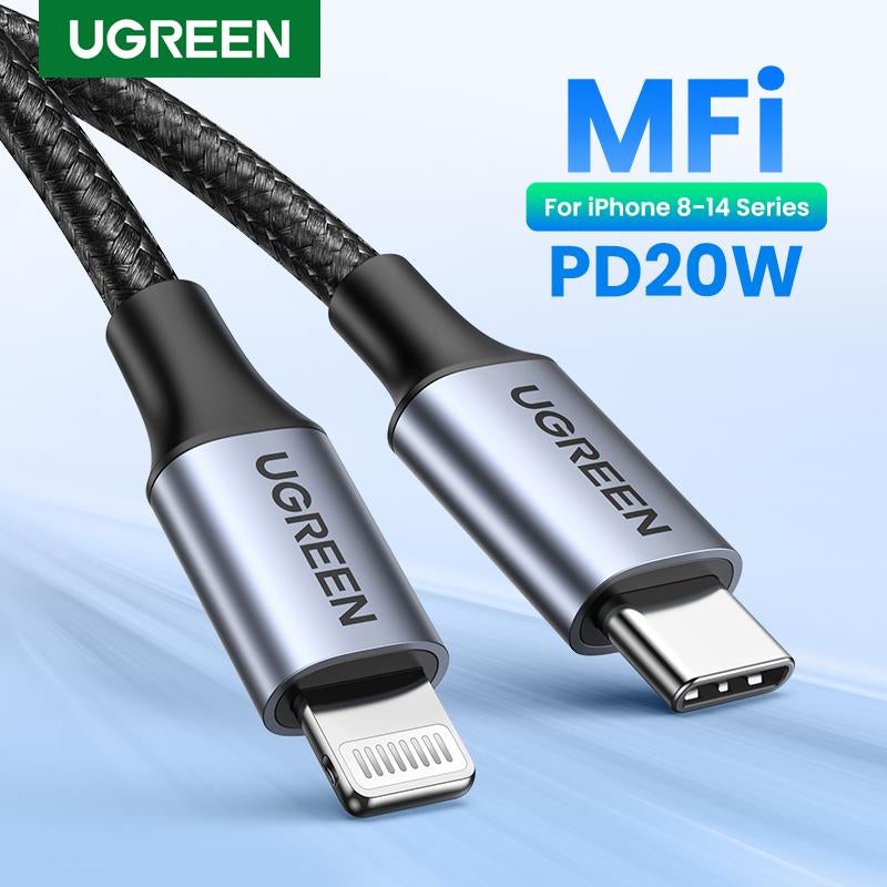 UGREEN USB C to Lightning Cable. Mfi Certified. Charging & Data Cable. Compatible with Iphone 14/14 Pro/14 Pro Max, 13/12/11/X/XR/XS/8 Series, Ipad 9, Airpods Pro & More