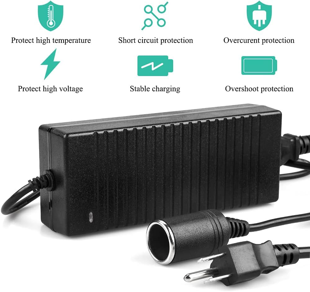 AC to DC Converter 10A 110-220V 12V Car Cigarette Lighter Socket Power Adapter for Car Vacuum Tire Inflator and Other Car Devices under 120W