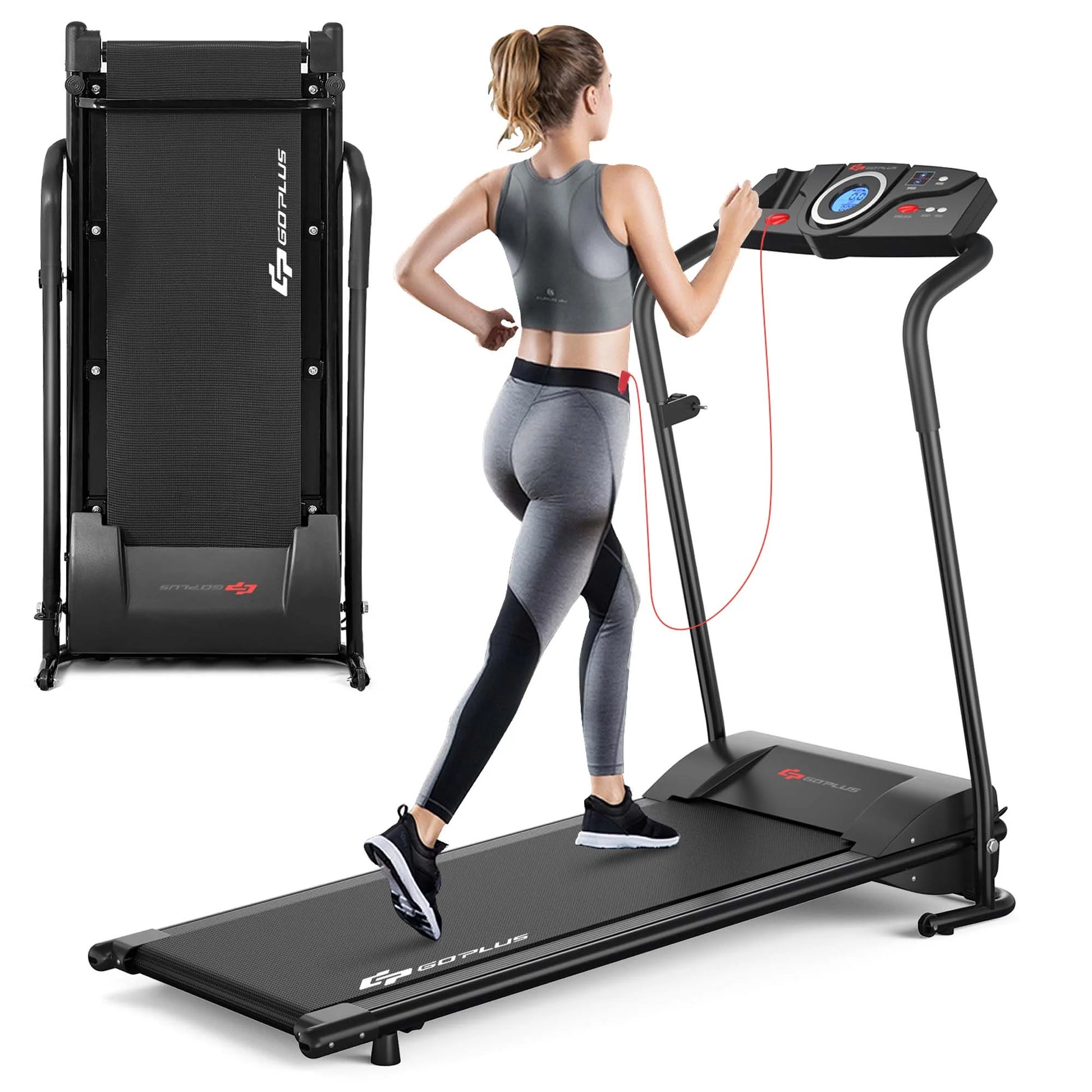 Goplus 1HP Electric Treadmill Folding Motorized Power Running Machine Fitness