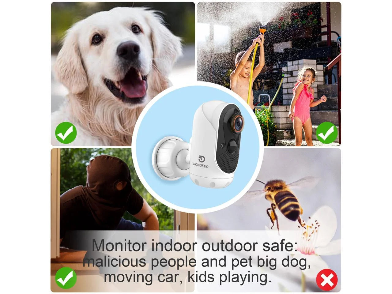 Home Security Camera Outdoor, Ip/Network Camera, Wireless Surveillance Security Cameras with 1080P Night Vision/ PIR Motion Detection/ 2-Way Audio/ IP65 Waterproof