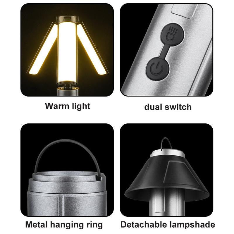 2 in 1 LED Work Light, 1 Count Portable Foldable Camping Light Flashlight, Multifunctional LED Light for Hiking, Camping, Fishing and Travel, Christmas Gift