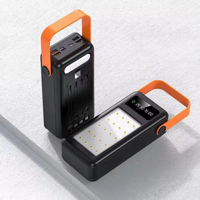 100000Mah Large Capacity Power Bank Outdoor Camping LED Light with Detachable Four-Wire Solar Charging Power Bank