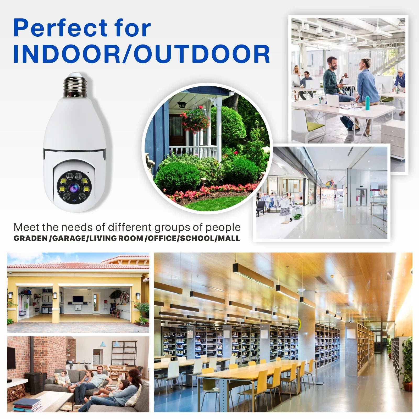 Wireless Wifi Light Bulb Camera Security Camera 1080P - 2.4Ghz Wifi Smart 360 Surveillance Camera for Indoor and Outdoor, Light Socket Camera with Real-Time Motion Detection and Alerts, Night Vision