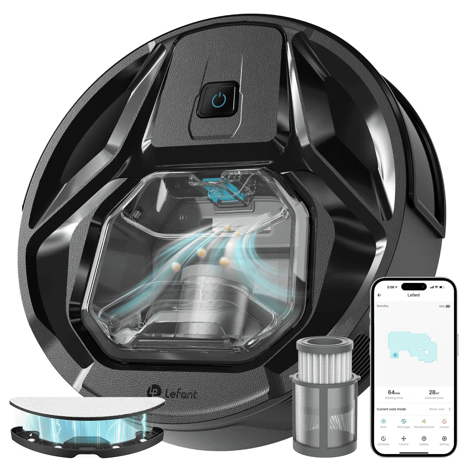 M320 Robot Vacuum Cleaner and Mop - 6000Pa Powerful Suction, 240Mins Runtime, for Pet Hair and Hard Floors