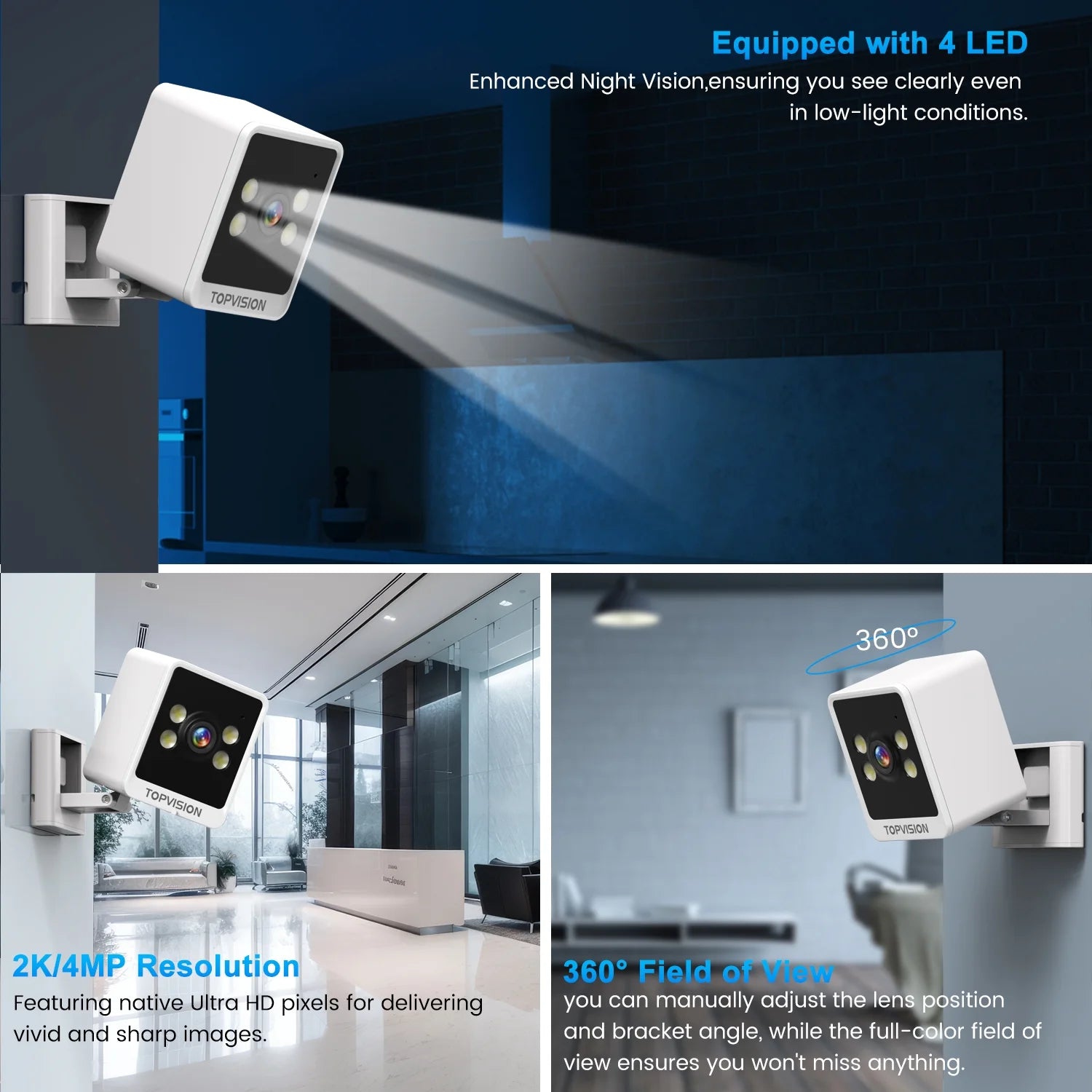 Q28 Smart Home Security Camera Outdoor with 2K Resolution, Box Surveillance Camera, White, 1