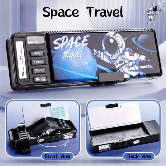 Large Capacity Multi-Function Pencil Case with Dual Spinner Lock - Creative Stationery Organizer for Students, Ideal School Supplies & Holiday Gift