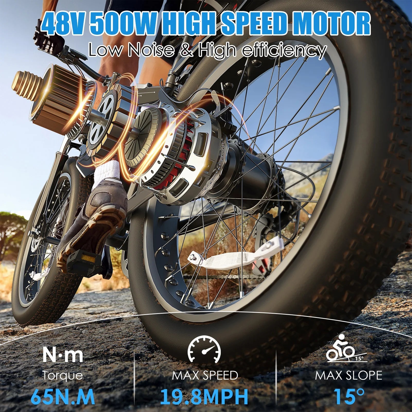 26"X4.0 Fat Tire Electric Bike, 624Wh Battery, 48V 500W Ebike Electric Mountain Bike, Cruise Control Mode, Adult E Bikes for Men, LCD Meter, 7-Speed Snow Bike Beach E-Bike for Adults UL2849