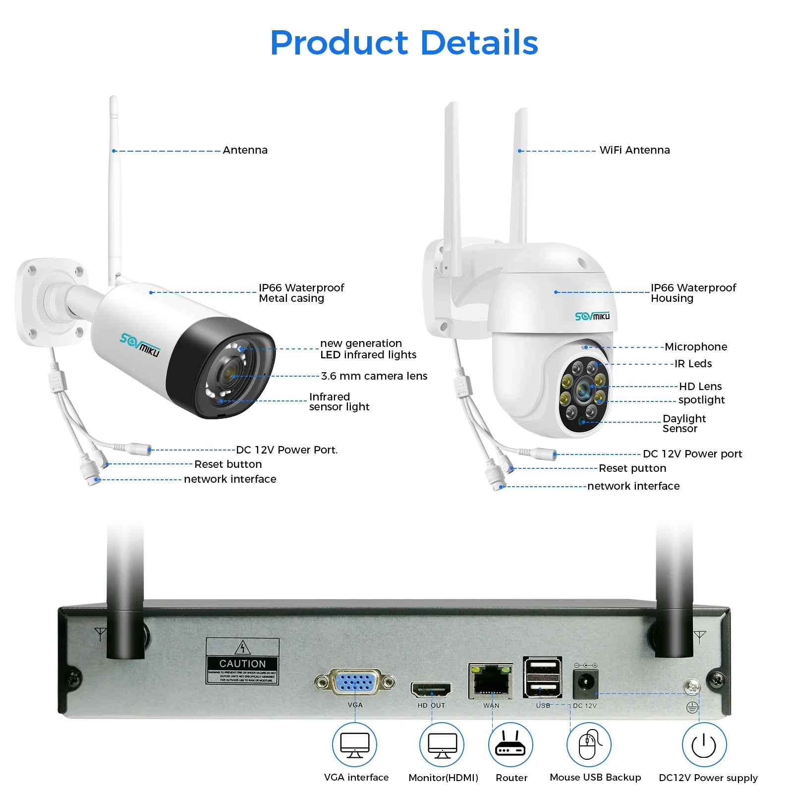 5MP Security Camera System with 1TB Hard Drive, Outdoor Security Camera Wireless Wifi with Two-Way Audio,Human Detection