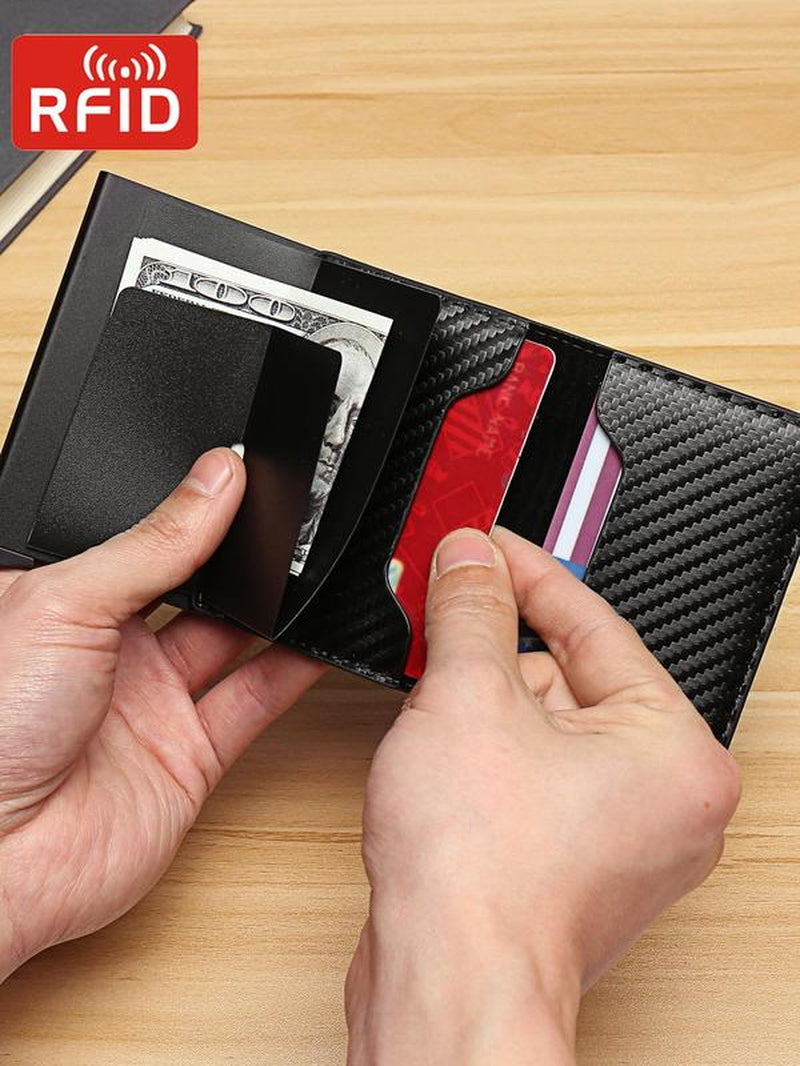 Men'S Business Minimalist Rfid Anti-Theft Wallet, 2024 New Style Simple Plain Pu Leather Card Holder, Multi Card Slots Card Holder for Men for Working, Party, Shopping
