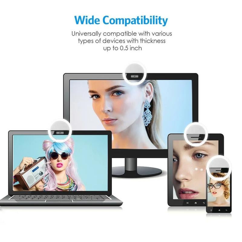 USB Charge Led Selfie Ring Light Mobile Phone Lens LED Selfie Lamp Ring for Iphone for Samsung Xiaomi Phone Selfie Light Accessories Compact Clip Tablet Cellphone Smartphone
