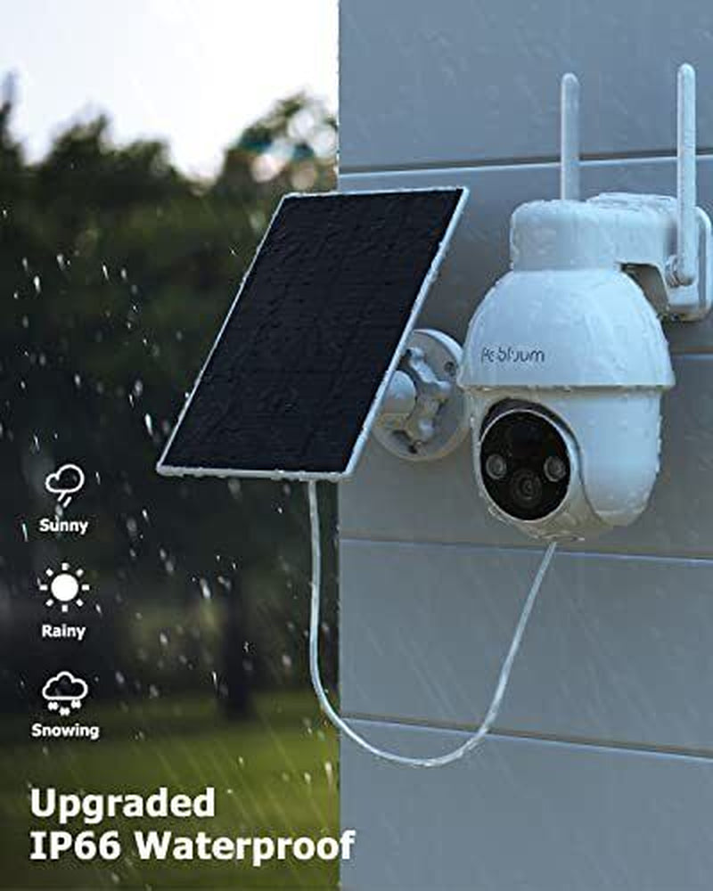 Rebluum Security Camera Wireless Outdoor 2K Solar Security Camera Battery Po...