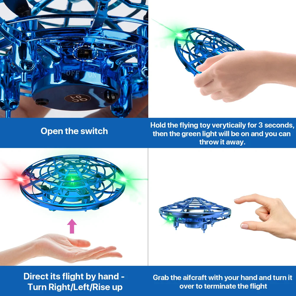 Mini Drone for Kids, Hand Operated Sensory Flying Toys Drone Radio Control Helicopters, Gifts for Kids Boys