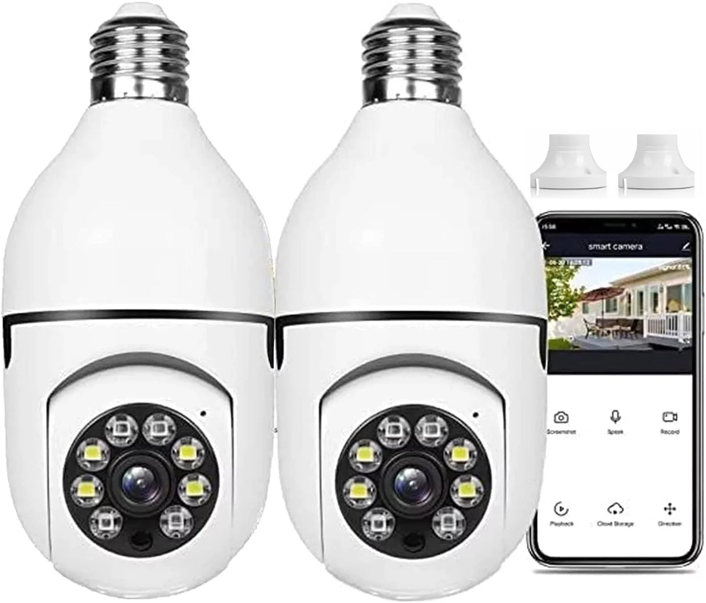Wireless Wifi Light Bulb Camera Security Camera 1080P - 2.4Ghz Wifi Smart 360 Surveillance Camera for Indoor and Outdoor, Light Socket Camera with Real-Time Motion Detection and Alerts, Night Vision