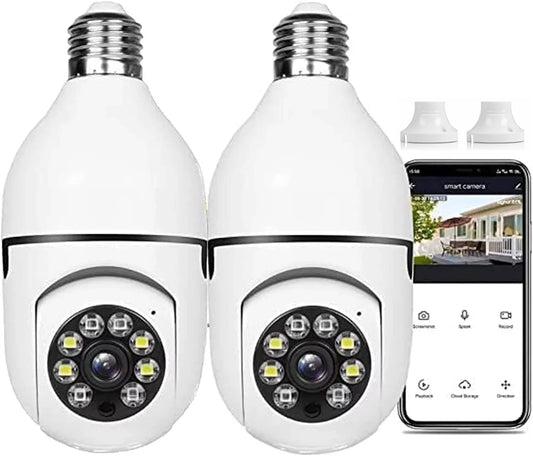Wireless Wifi Light Bulb Camera Security Camera 1080P - 2.4Ghz Wifi Smart 360 Surveillance Camera for Indoor and Outdoor, Light Socket Camera with Real-Time Motion Detection and Alerts, Night Vision