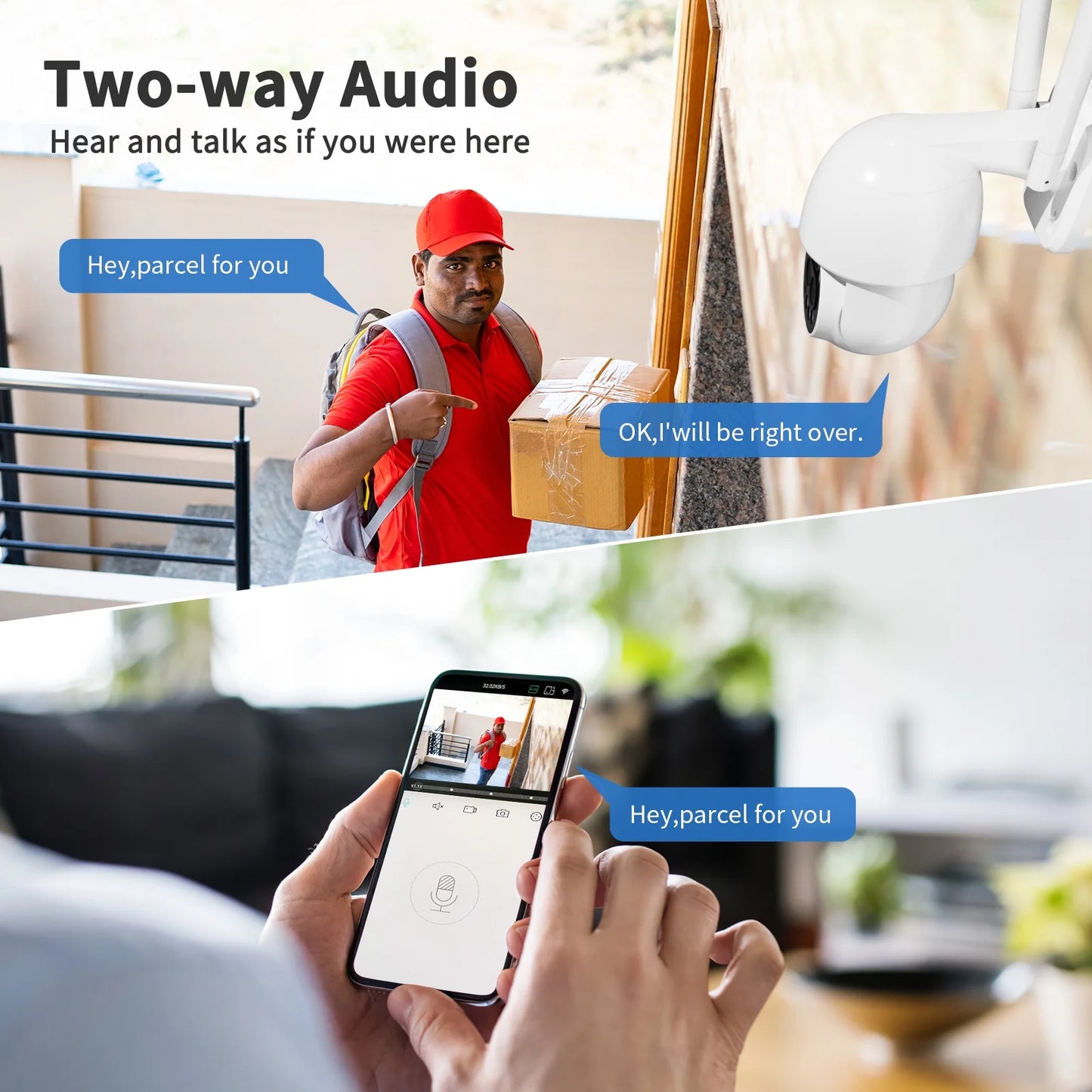 (2 Pack)  4MP Outdoor Security Cameras with Dual Lens, Full Color Night Vision, IP66 Waterproof, 1