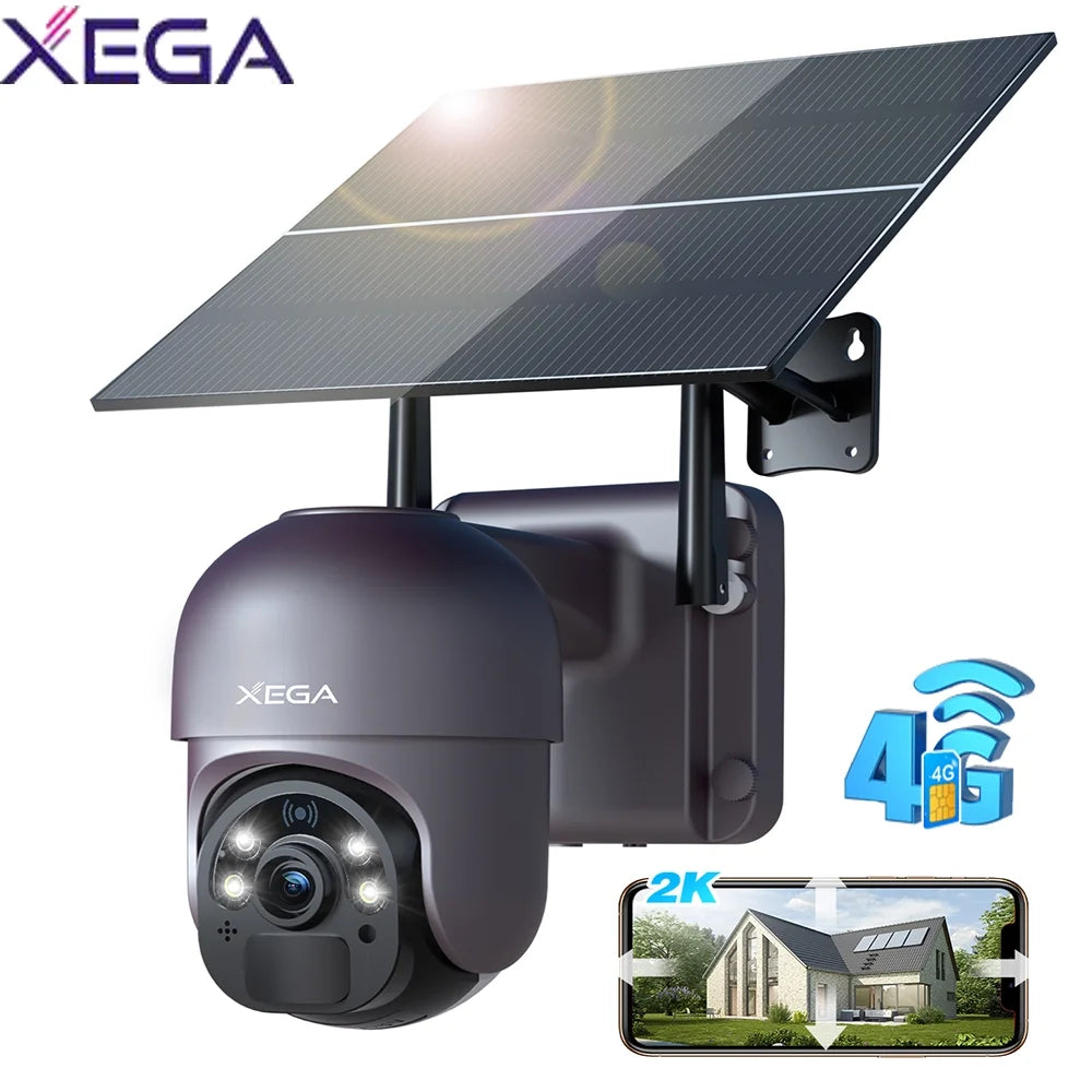 Xg-01-4G-1Pack 3G/4G LTE Cellular Outdoor Surveillance Camera with Sim Card, 2K HD, Black