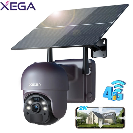Xg-01-4G-1Pack 3G/4G LTE Cellular Outdoor Surveillance Camera with Sim Card, 2K HD, Black