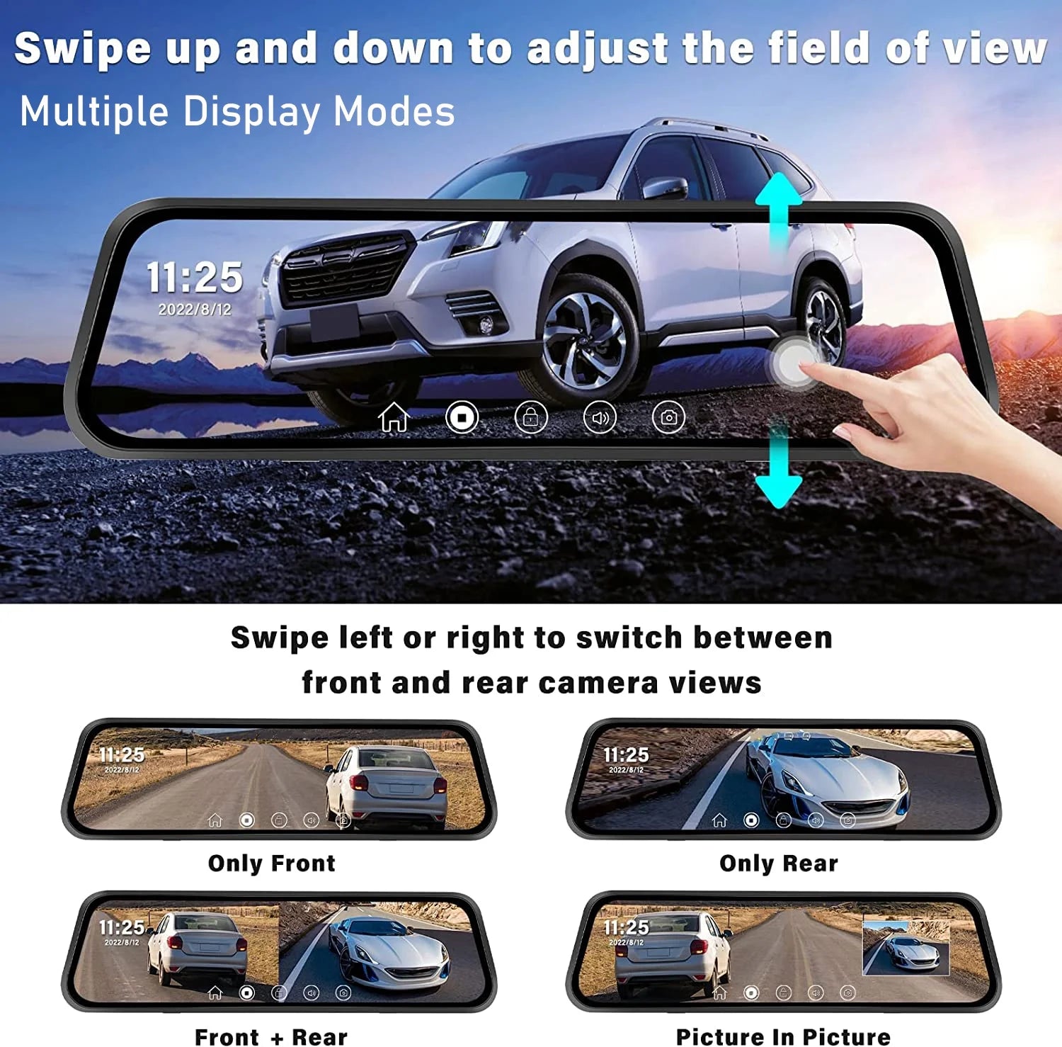 Rear View Mirror Camera, Dash Cam Front and Rear Full Touch Screen FHD 1080P for Car , Waterproof Backup WDR Camera, Night Vision, G-Sensor, Parking Moniter
