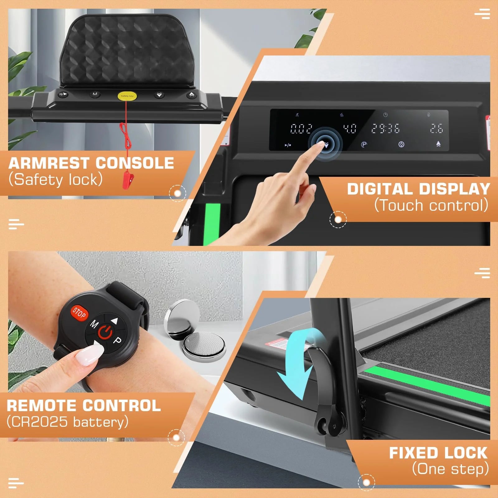 2 in 1 under Desk Folding Treadmill with 250 Lb Capacity, Walking Pad/Compact Electric Treadmill for Home/Gym/Office with LED Touch Screen, Remote Watch, Speed Range 0.6-7.5 Mph