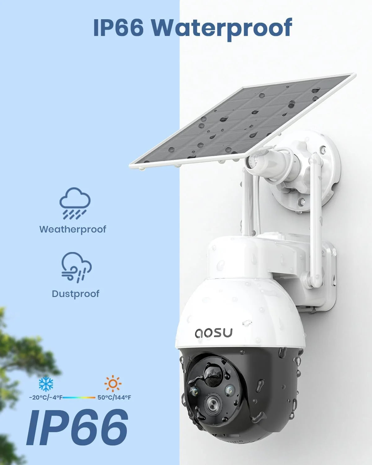 2K Solar Security Cameras Wireless Wifi, 360° View Outdoor Camera with Smart Siren Spotlights, 2-Way Audio, Color Night Vision, Home Surveillance Camera