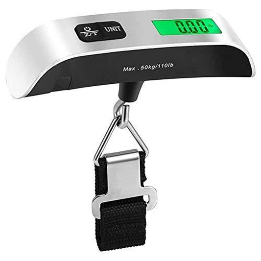 Travel Essentials Backlight LCD Display 110Lb/50Kg Luggage Weight Scale for Travel Portable Handheld Scale with Rubber Paint, Temperature Sensor